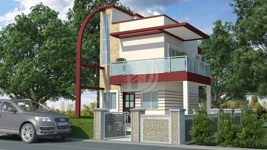 2 BHK_Corner Row House Elevation 2